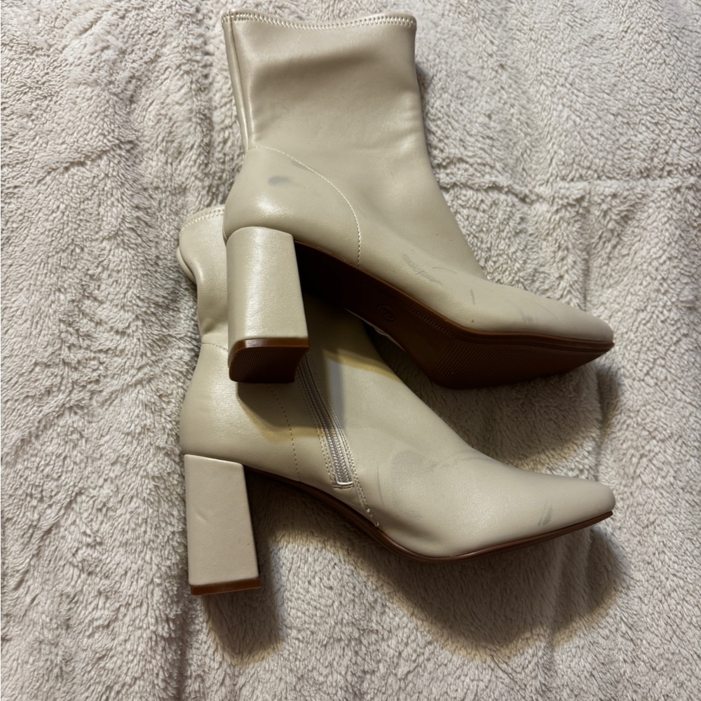 Elegant Cream Ankle Boots